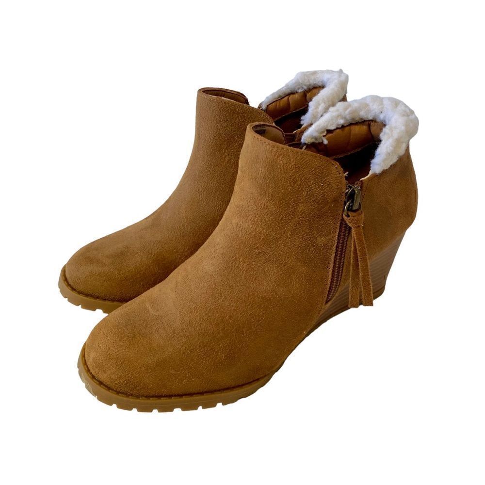 Sugar Brand Light Brown Faux a suede Ankle Boots w/side zipper.